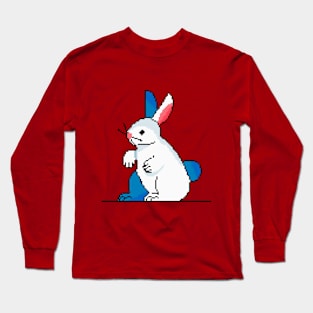 Whiskered Charm: Pixel Art Rabbit Design for Fashionable Attire Long Sleeve T-Shirt